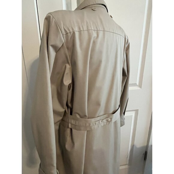 London Fog Trench Coat Women's Sz 14 Khaki Tan Hooded Long Mid Calf Vintage - Picture 6 of 16